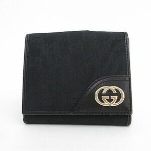 Gucci Interlocking Double Hook Wallet Black GG Canvas
